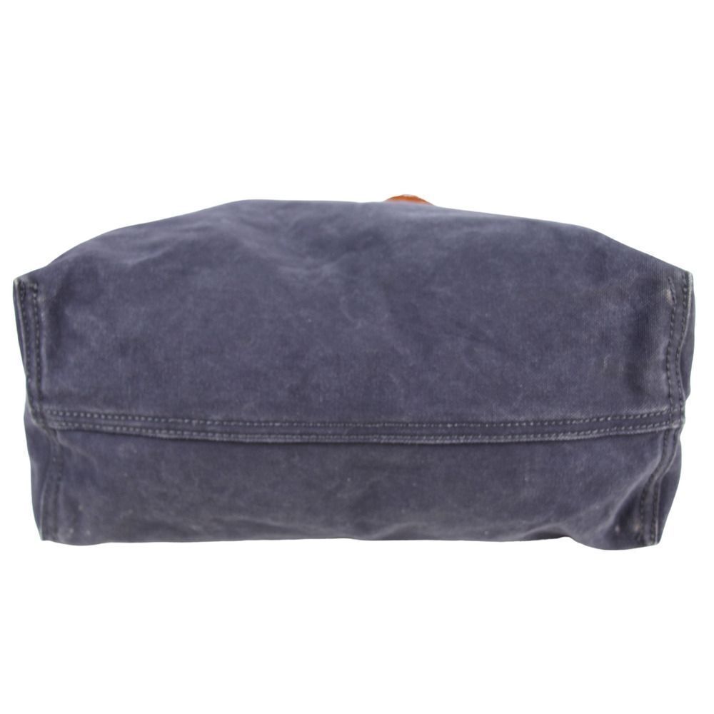 LARGE Madewell DARK BLUE COTTON BROWN LEATHER HANDLES SHOULDER BAG TOTE HANDBAG - Picture 5 of 12